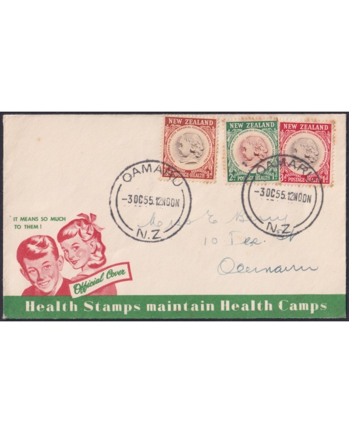 F-EX48556 NEW ZEALAND 1955 FDC HEALTH CHIDREN.