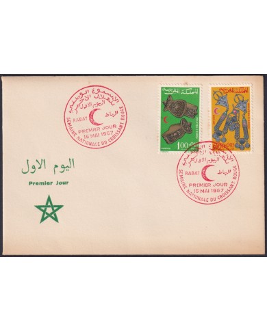F-EX48591 MAROC MOROCCO 1967 FDC CRECENT RED MOON JEWELY.
