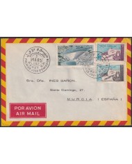 F-EX48590 MAROC MOROCCO 1967 FDC DAM BARRAGE D´AIT AADEL TO SPAIN.