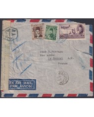 F-EX48594 EGYPT CIRCA 1940 CENSORSHIP FAROUK KING COVER TO FRANCE.