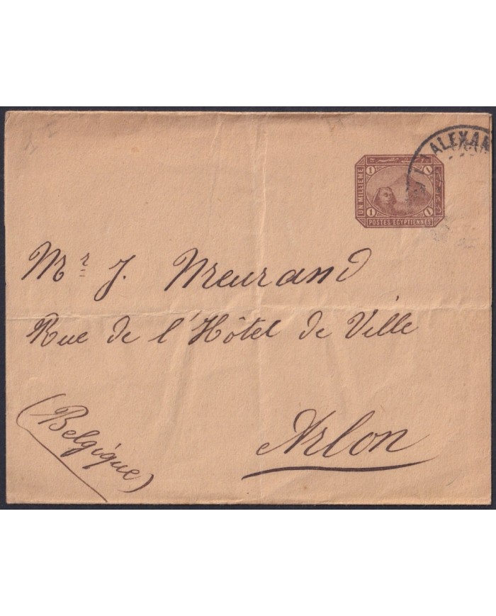 F-EX48595 EGYPT CIRCA 1890 ALEXANDRIE NEWSPAPER STATIONERY USED TO BELGIUM.
