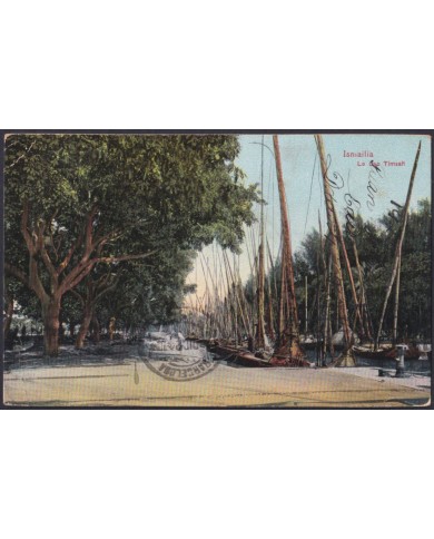 F-EX48599 EGYPT 1924 POSTCARD LAKE TIMSAH ISMAILIA TO SPAIN.