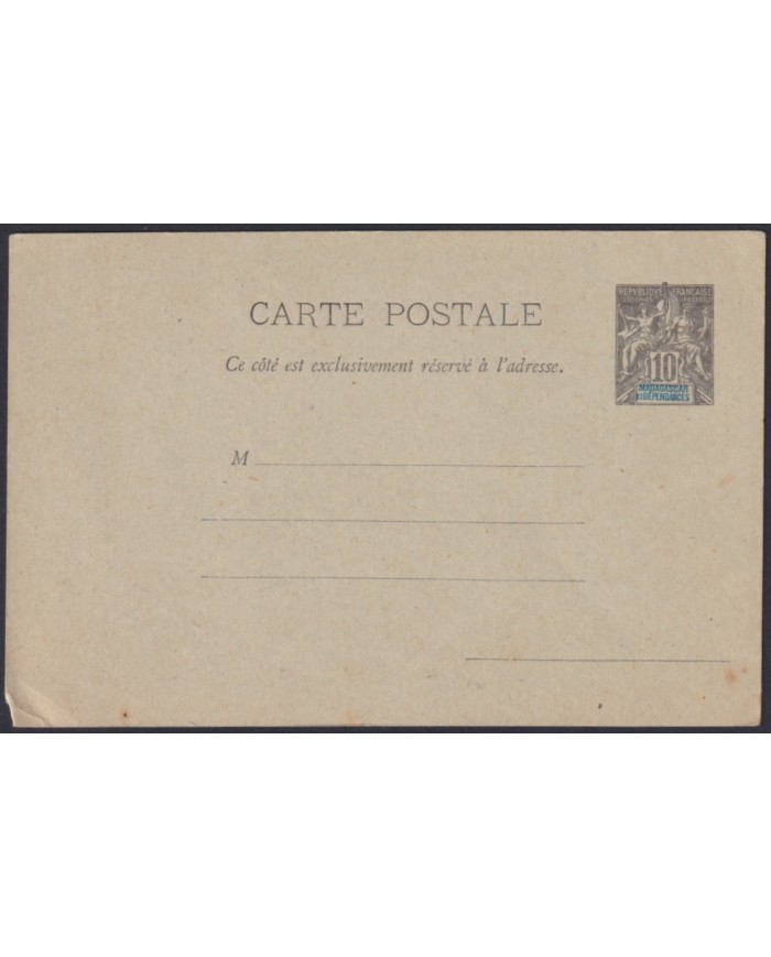 F-EX48598 MADAGASCAR FRANCE 10c POSTAL STATIONERY UNUSED.