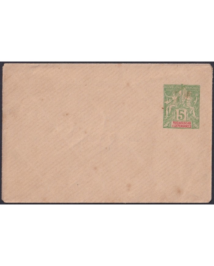 F-EX48602 MADAGASCAR FRANCE 5c POSTAL STATIONERY UNUSED.