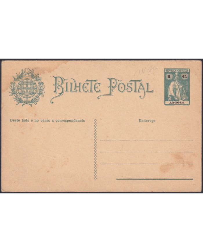F-EX48601 ANGOLA POSTUGAL 1c POSTAL STATIONERY UNUSED.