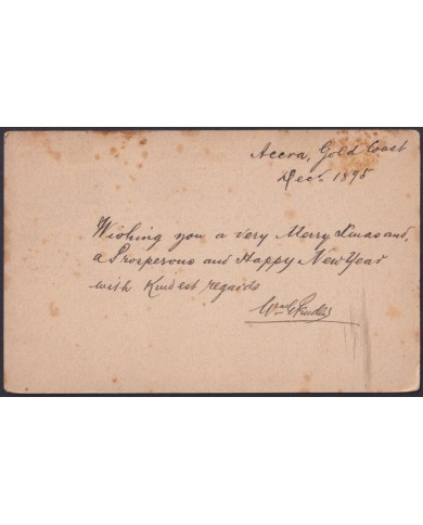 F-EX48606 GOLD COAST 1895 1c POSTAL STATIONERY USED TO SIERRA LEONE.
