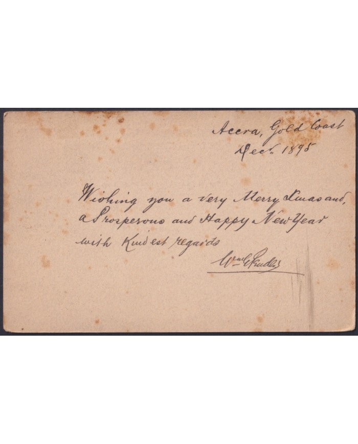 F-EX48606 GOLD COAST 1895 1c POSTAL STATIONERY USED TO SIERRA LEONE.