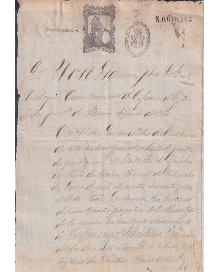 1874-PS-7 ESPAÑA SPAIN REVENUE SEALLED PAPER PAPEL SELLADO 1874 SELLO 11n + WAR TAX BLACK.