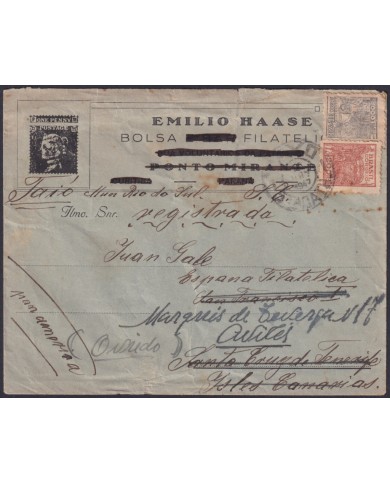 F-EX48625 BRAZIL BRASIL PHILATELIC COVER TO SPAIN FORWARDED CANARIAS - AVILES.