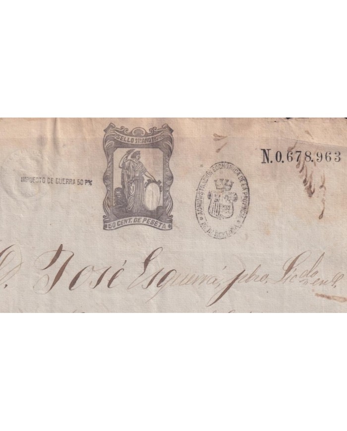 1874-PS-7 ESPAÑA SPAIN REVENUE SEALLED PAPER PAPEL SELLADO 1874 SELLO 11n + WAR TAX BLACK.