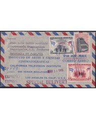 F-EX48628 HONDURAS 1965 EXPRESS OFFICIAL REGISTERED AIR MAIL COVER TO USA.