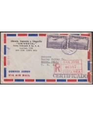 F-EX48630 HONDURAS 1955 REGISTERED AIR MAIL COVER TO USA.