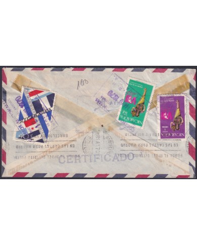 F-EX48632 NICARAGUA 1970 REGISTERED AIR MAIL COVER TO SPAIN.