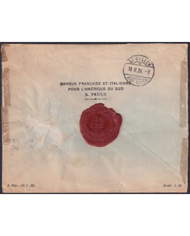 F-EX48640 BRAZIL BRASIL 1924 REG SAO PAULO COVER TO SWITZERLAND GREAT RED SEALLED.