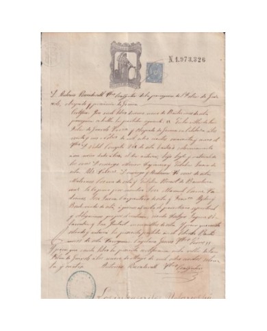 1874-PS-9 ESPAÑA SPAIN REVENUE SEALLED PAPER PAPEL SELLADO 1874 SELLO 11no + WAR TAX.