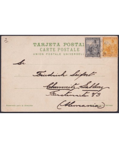 F-EX48653 ARGENTINA 1905 POSTCARD WATER DEPOSIT TO GERMANY.