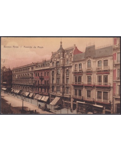 F-EX48663 ARGENTINA 1910 POSTCARD MAY AVENUE TO PONTEVEDRA SPAIN.