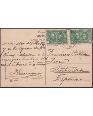 F-EX48664 ARGENTINA 1910 POSTCARD GRI LAKE & BRISTOL CASINO MAR DEL PLATA TO SPAIN.