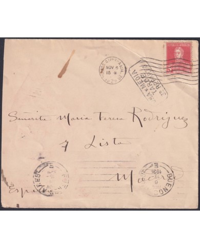 F-EX48655 ARGENTINA 1925 COVER “TERCER REPARTO” POSTMARK MADRID SPAIN.
