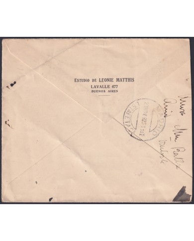 F-EX48655 ARGENTINA 1925 COVER “TERCER REPARTO” POSTMARK MADRID SPAIN.