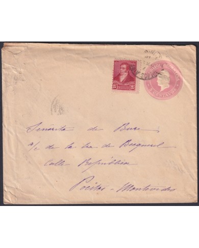F-EX48657 ARGENTINA 1891 POSTAL STATIONERY COVER TO URUGUAY.