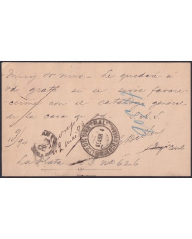 F-EX48665 ARGENTINA 1894 6c POSTAL STATIONERY TO FRANCE.