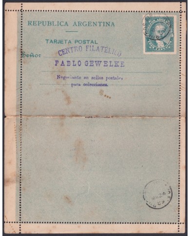 F-EX48666 ARGENTINA 1889 POSTAL STATIONERY.
