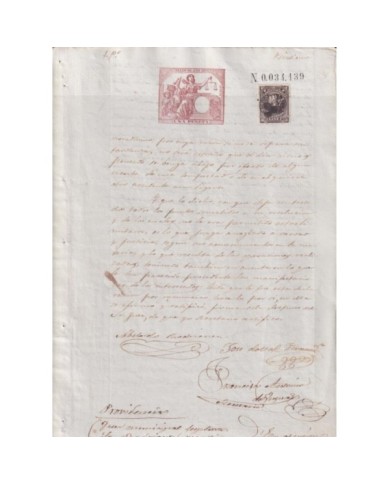 1879-PS-2 ESPAÑA SPAIN REVENUE SEALLED PAPER PAPEL SELLADO 1876 SELLO 10mo + TIMBRE SOC SELLO.