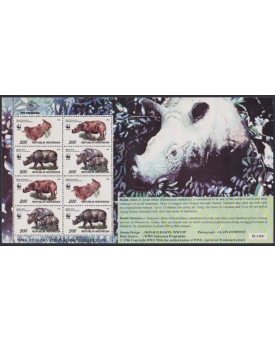 F-EX47274 INDONESIA MNH 1996 WWF DABAK JAWA HIPPO. F-EX47274 INDONESIA MNH 1996 WWF DABAK JAWA HIPPO.