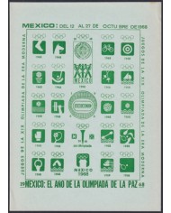 F-EX47279 OLYMPIC GAMES MEXICO 1968 GREEN CINDERELLA SHEET GREEN PAPER NO GUM. F-EX47279 OLYMPIC GAMES MEXICO 1968 GREEN CINDERELLA SHEET GREEN PAPER NO GUM.