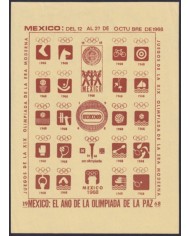 F-EX47280 OLYMPIC GAMES MEXICO 1968 BROWN CINDERELLA SHEET YELLOW PAPER NO GUM.