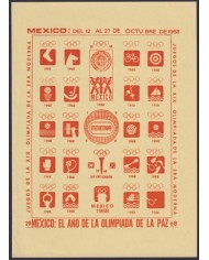 F-EX47281 OLYMPIC GAMES MEXICO 1968 ORANGE CINDERELLA SHEET YELLOW PAPER NO GUM.