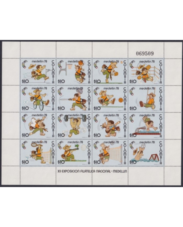 F-EX48123 COLOMBIA MNH 1978 PANAMERICAN GAMES MEDELLIN PHILATELIC EXPO.