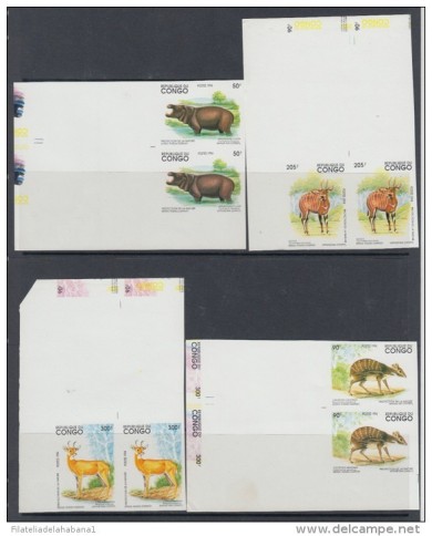 F-EX.71 CONGO MNH IMPERFORATED 1994 PAIR  FAUNA HYPO WWF