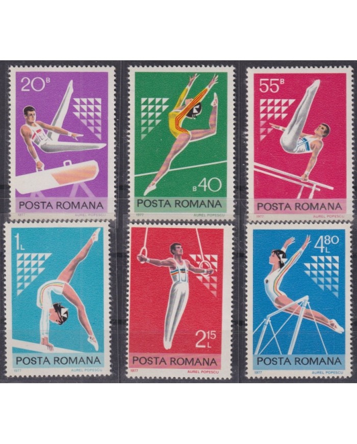 F-EX48237 RUMANIA 1977 MNH SPORT ARTISTICS GIMNASTICS