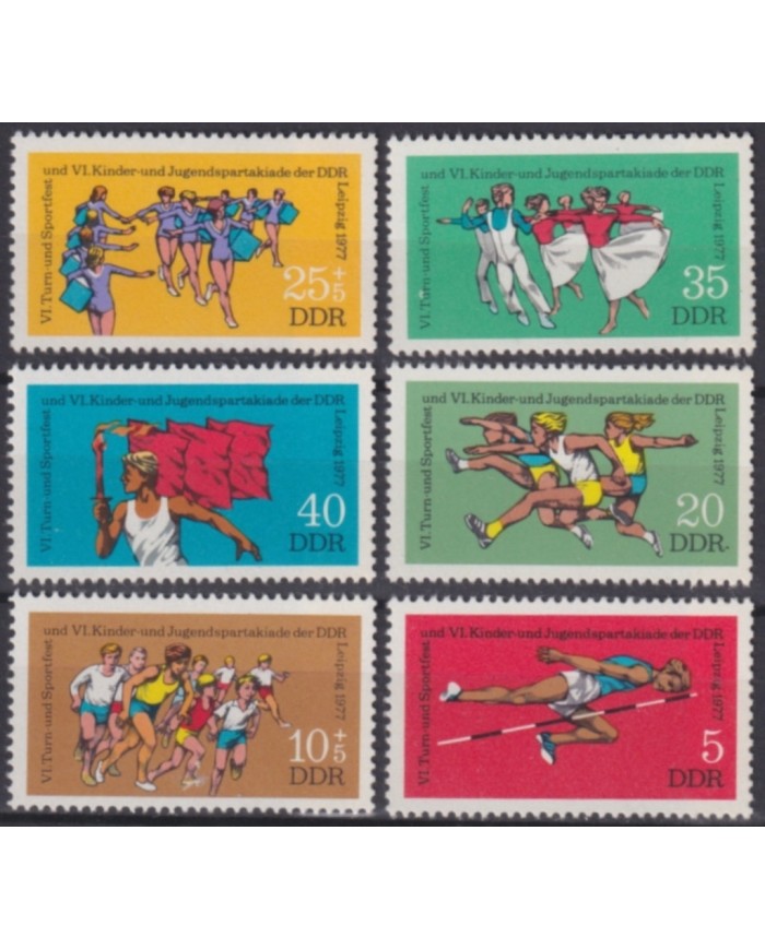 F-EX48248 GERMANY DDR MNH 1977 CHILDREN GAMES ATHLETISM DANCE.
