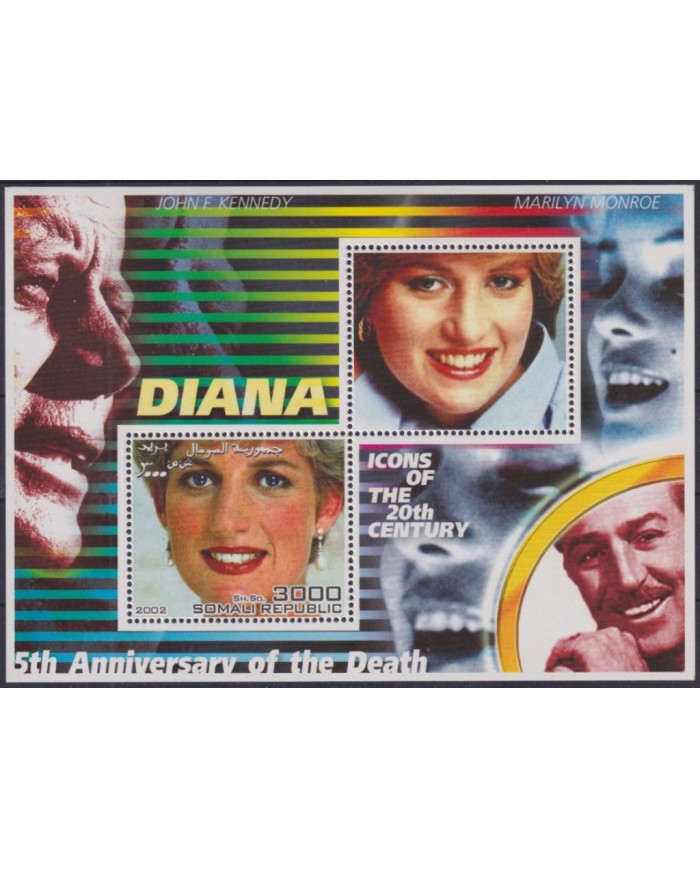 F-EX48704 SOMALIA MNH 2002 ICONS OF 20th CENTURY CINEMA MOVIE LADY DIANA KENNEDY.