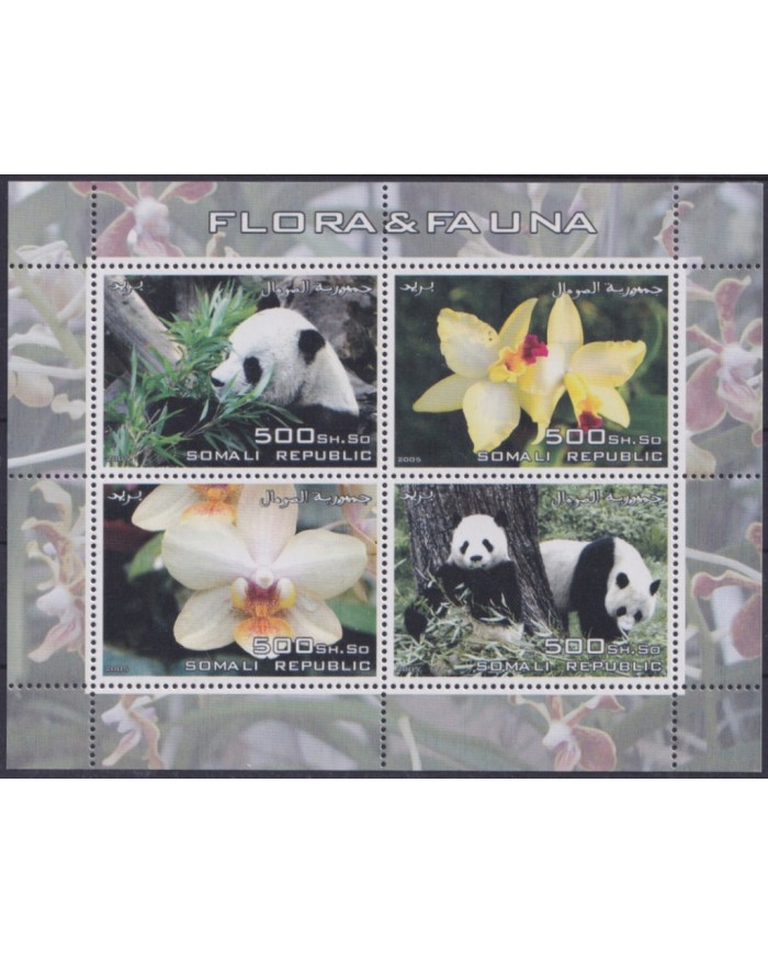 F-EX48709 SOMALIA MNH 2005 FLORA & FAUNA FLOWER PANDA BEAR.