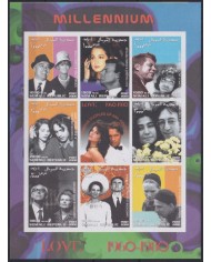 F-EX48008 SOMALIA MNH 2000 MILLENIUM LOVERS KENNEDY & JACKY JOHN & YOKO JULIO IGLESIAS SOPHIA LOREN.