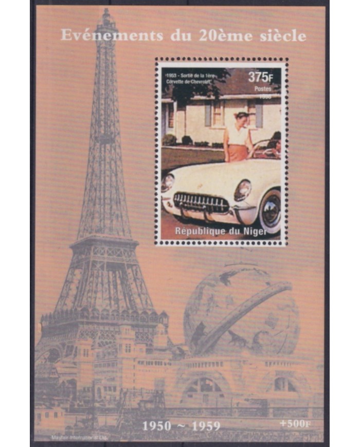 F-EX48719 NIGER MNH 1998 EVENTS OF 20th CENT. FIRST CORVERTTE CHEVROLET AUTO.
