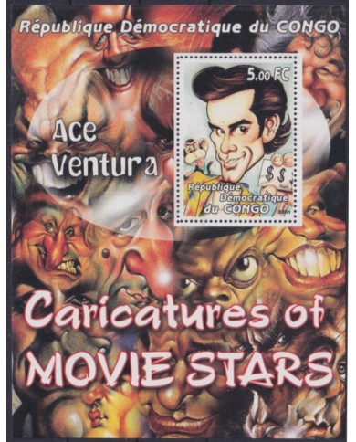 F-EX48728 GUINEA MNH 2001 ART CARITURE MOVIE CINEMA ACE VENTURA JIM CARREY.