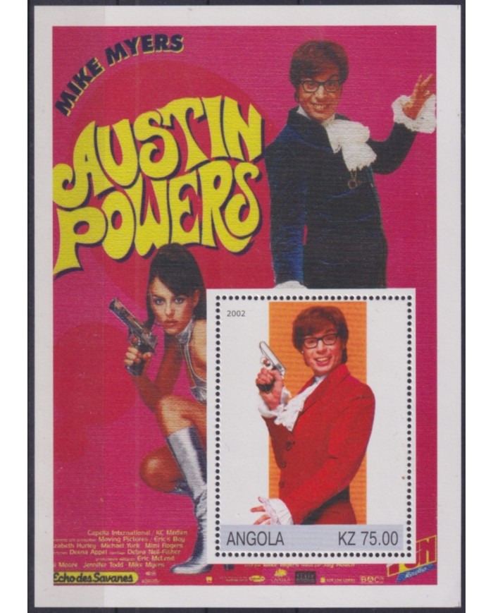 F-EX48734 ANGOLA MNH 2002 AUSTIN POWERS MIKE MYERS CINEMA MOVIE CARTELES.