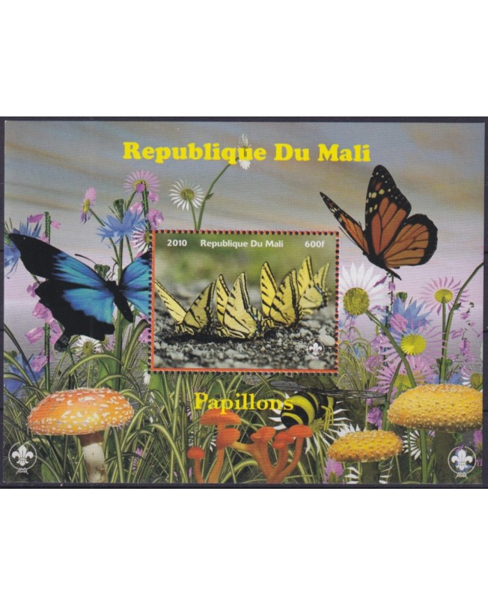 F-EX48738 MALI MNH 2010 MUSHROOM & PAPILLONS BUTTERFLIES MARIPOSAS.