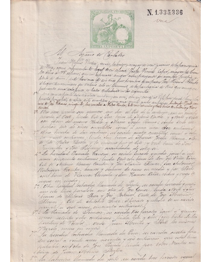 1888-PS-5 ESPAÑA SPAIN REVENUE SEALLED PAPER PAPEL SELLADO 1887 SELLO 11do