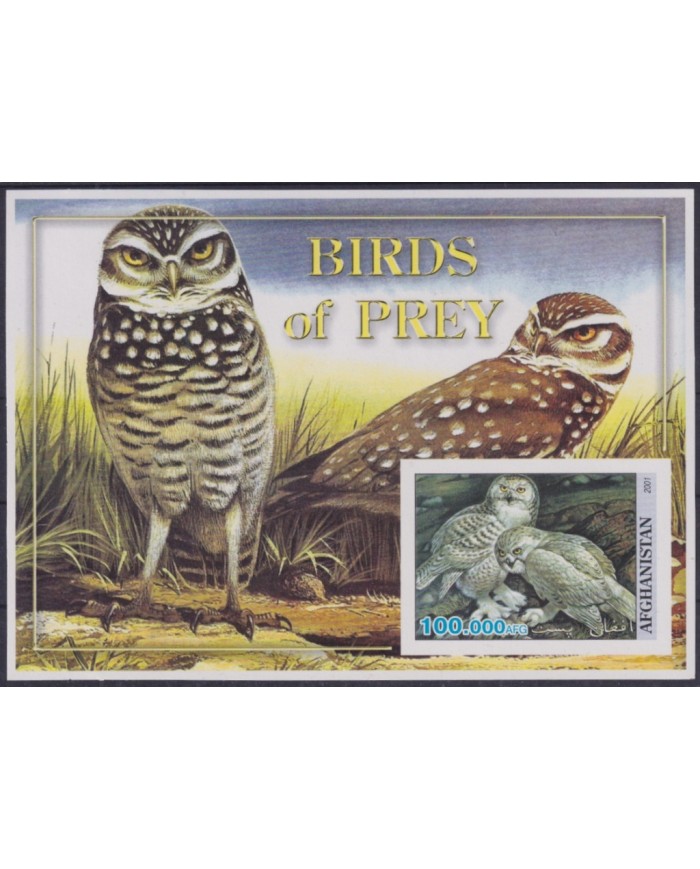 F-EX48742 AFGHANISTAN MNH 2001 BIRD OF PREY OWL IMPERF.