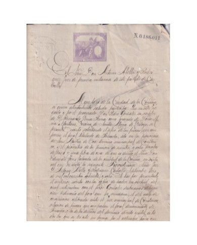 1888-PS-6 ESPAÑA SPAIN REVENUE SEALLED PAPER PAPEL SELLADO 1888 SELLO 10mo