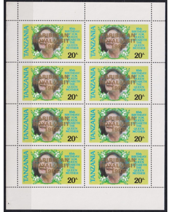 F-EX48024 TANZANIA MNH 1985 20/ ROYAL CARIBBEAN VISIT COMPLETE SHEET.