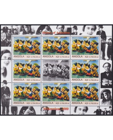 F-EX48025 ANGOLA MNH 2000 MOVIE CARTOONS WHITESNOW HISTORY OF ANIMATION.