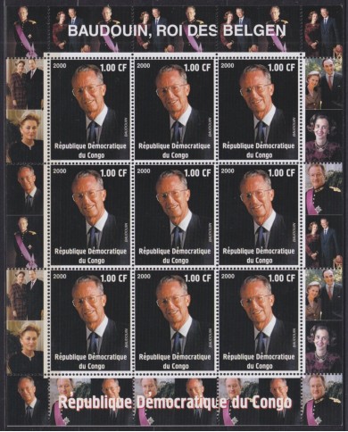 F-EX48027 CONGO MNH 2000 KING OF BELGIUM BALDUIN SHEET.