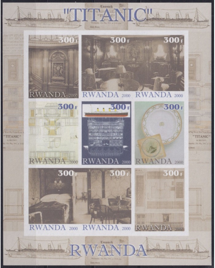 F-EX48028 RWANDA MNH 2000 TITANIC SHIP DISASTER SHIPWRECK.